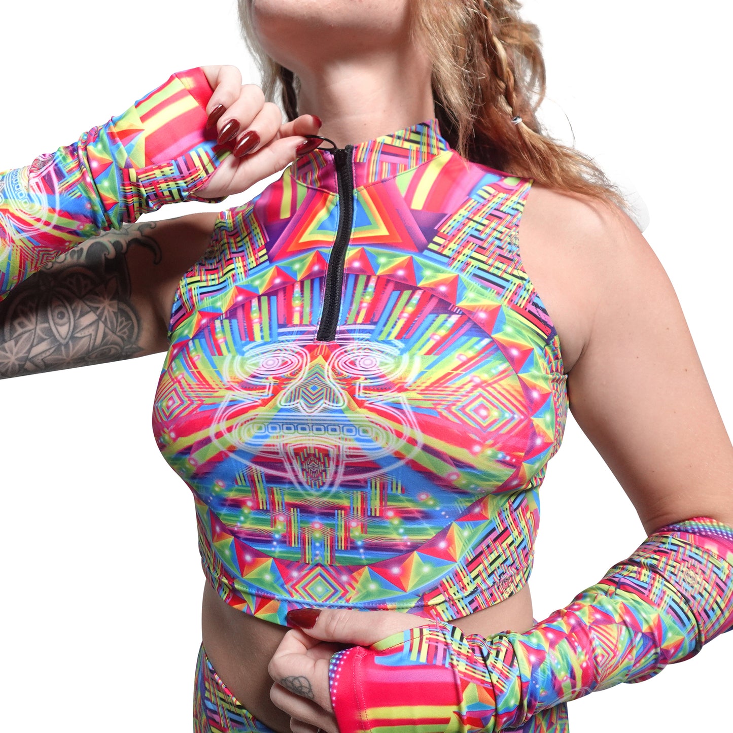 Psytech Half Zip Crop Top